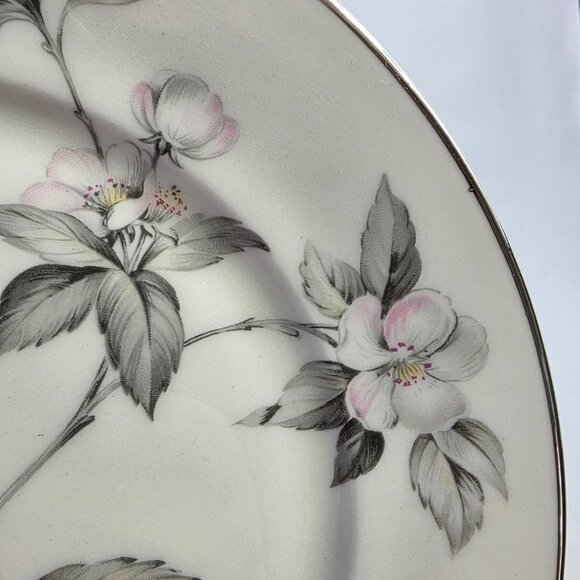 TWO Manor House Spring Glory Dinner Plates Pink & White Floral Gray Leaves - Picture 10 of 16